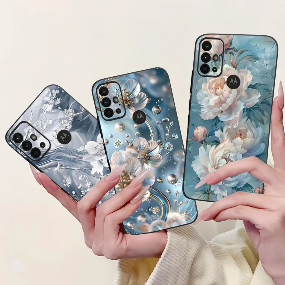 Funda para Motorola Moto G30 G20 G10 funda de teléfono nueva moda flor suave silicona mate parachoques en Moto G20 XT2128-1 G 10 G 30 Capa