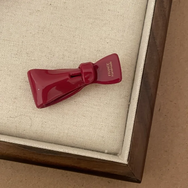 Wine Red Acetate Hairpin Cropped Hair Clip Temperament Duckbill Clip Holiday French New Year Hair Accessories Hairpin High Sense