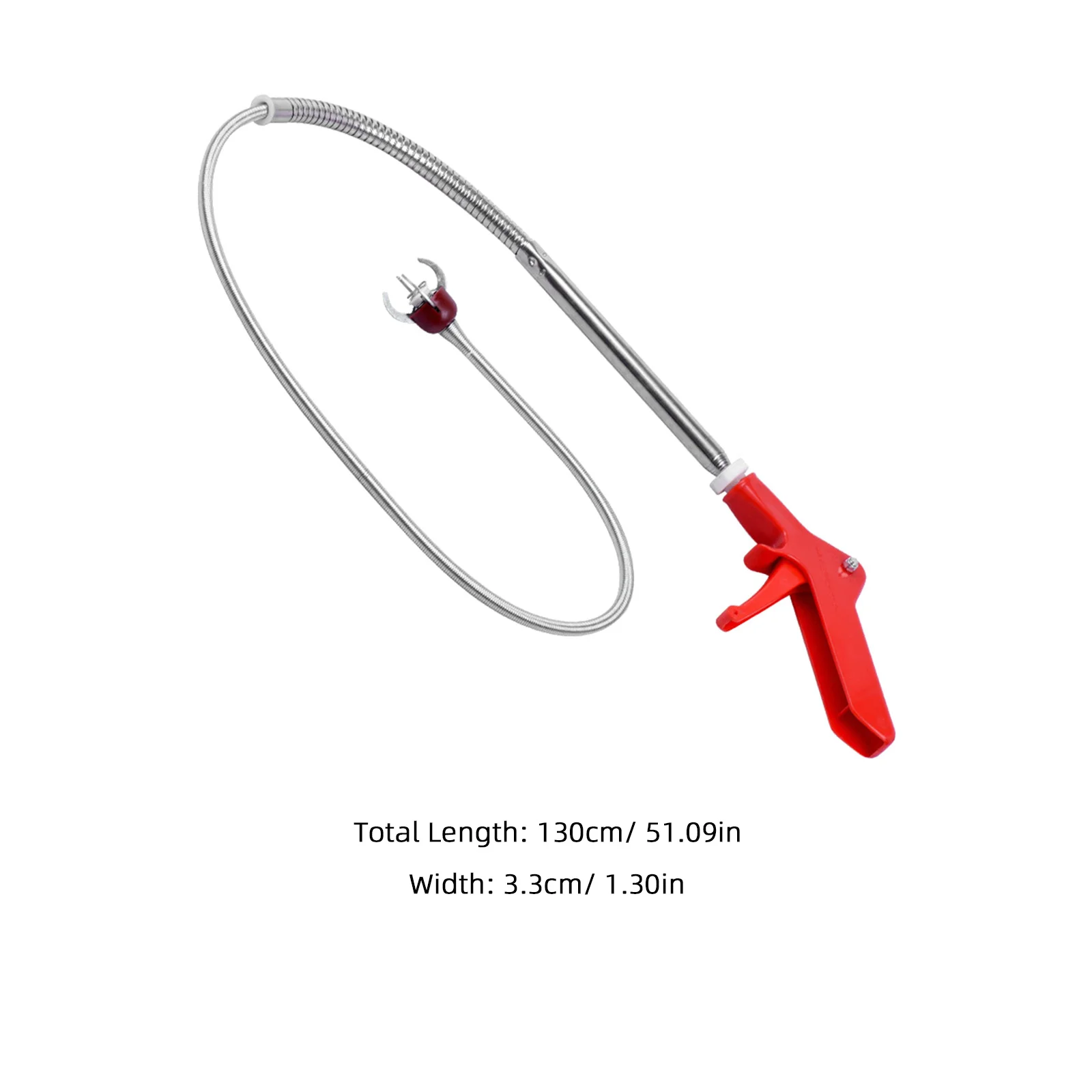 Toilet Snake Household Toilet Cleaning Tools 51 Inch Pipe Dredging Tool Slender Retrieving Grabber for Hair Food Blockage