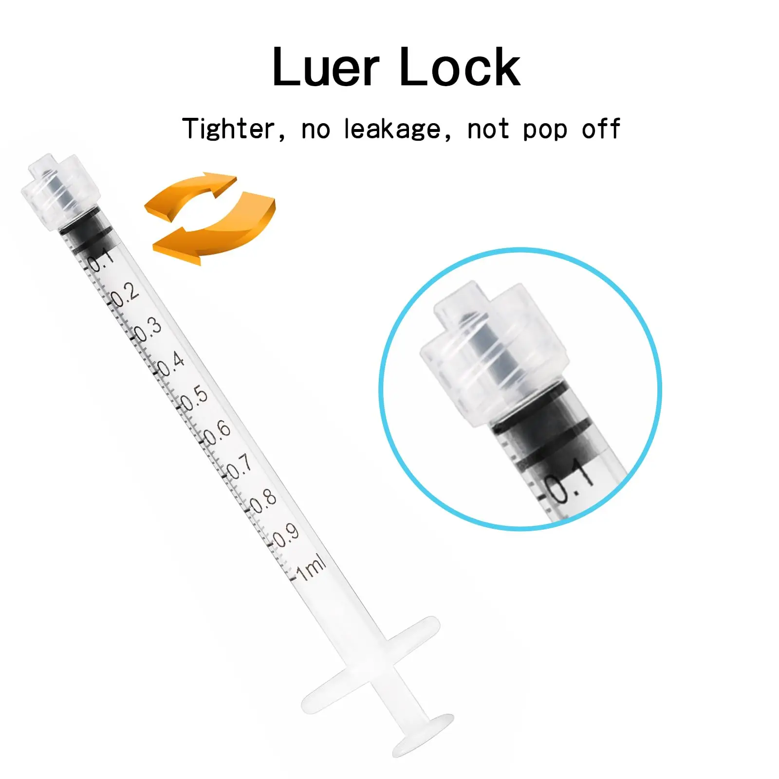 100pcs 1ml/cc Luer Lock Syringe With 25G 1inch Needle, Sterile Individually Package for Scientific Labs, Industrial Adhesives