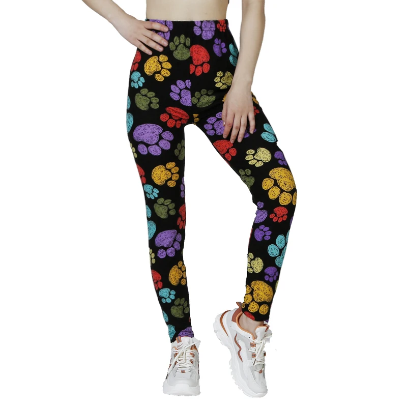 PD54 Colorful Paw Print Leggings High Elastic New Style Comfortable Casual Fashion WOMEN\'S Clothing