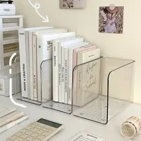 Portable Acrylic Book Stand Transparent Free Combination Bookshelf U-shaped Book Folder Desk Storage Rack Home Office Pen holder