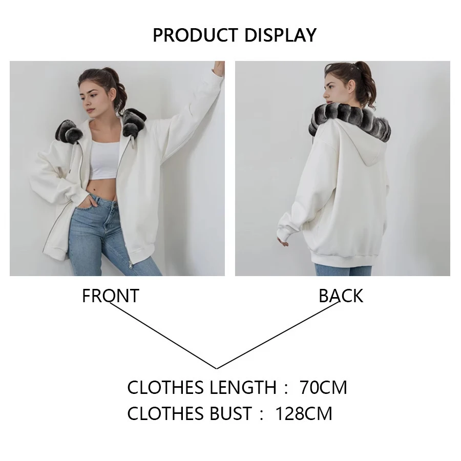 Giacca da donna nuova vera pelliccia di coniglio Rex Giacca autunno inverno Giacca in cashmere con cappuccio Caldo lusso