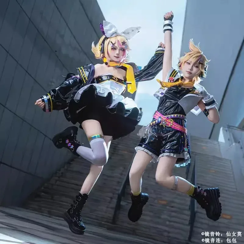 Game Muse Dash and jacket skirt Mikuu Rin Len Uniform Outfits Anime Cosplay Costumes Halloween costume wigv;2,r'6;t.