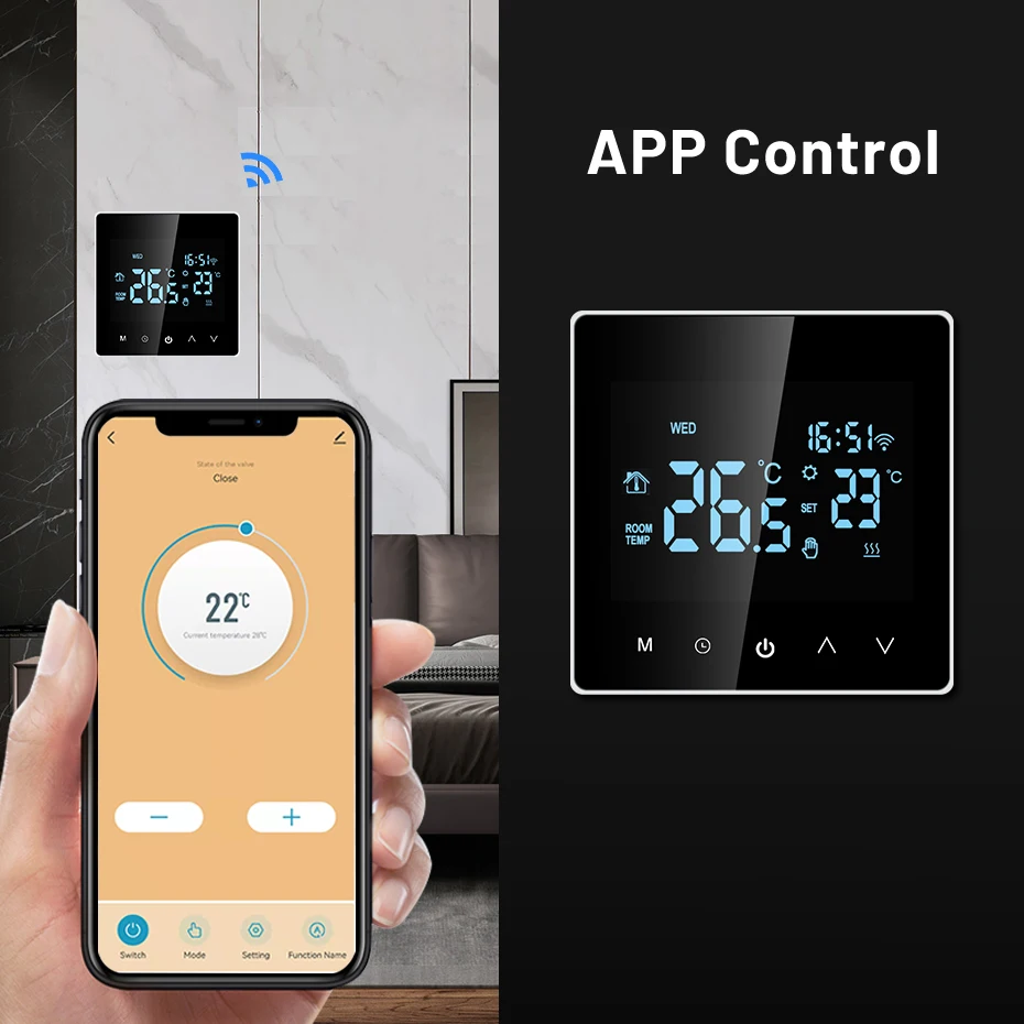 Termostato inteligente con Wifi para calefacción de suelo, controlador de temperatura para caldera de agua/Gas, con pantalla táctil LCD, compatible