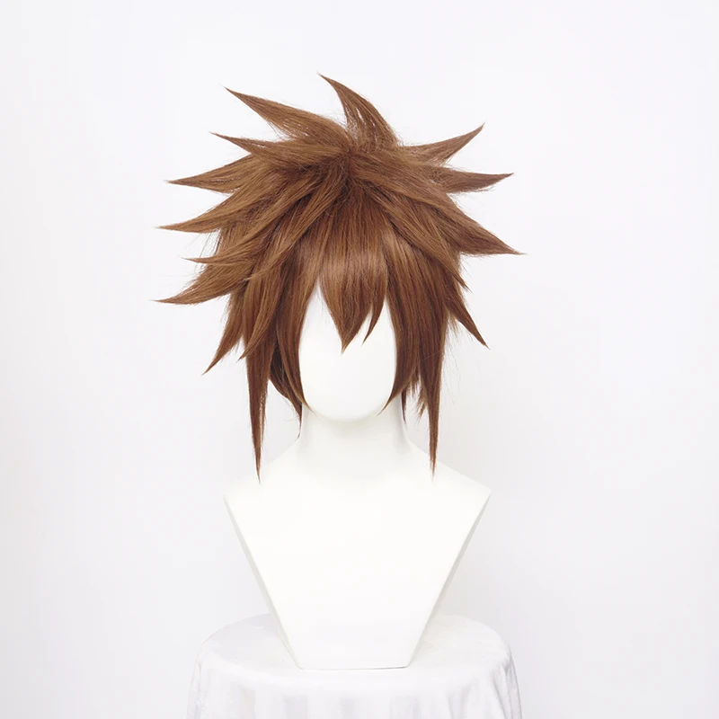 Kingdom Hearts Sora Cosplay Wig Brown Short Synthetic Hair Halloween Costume Wigs + Wig Cap