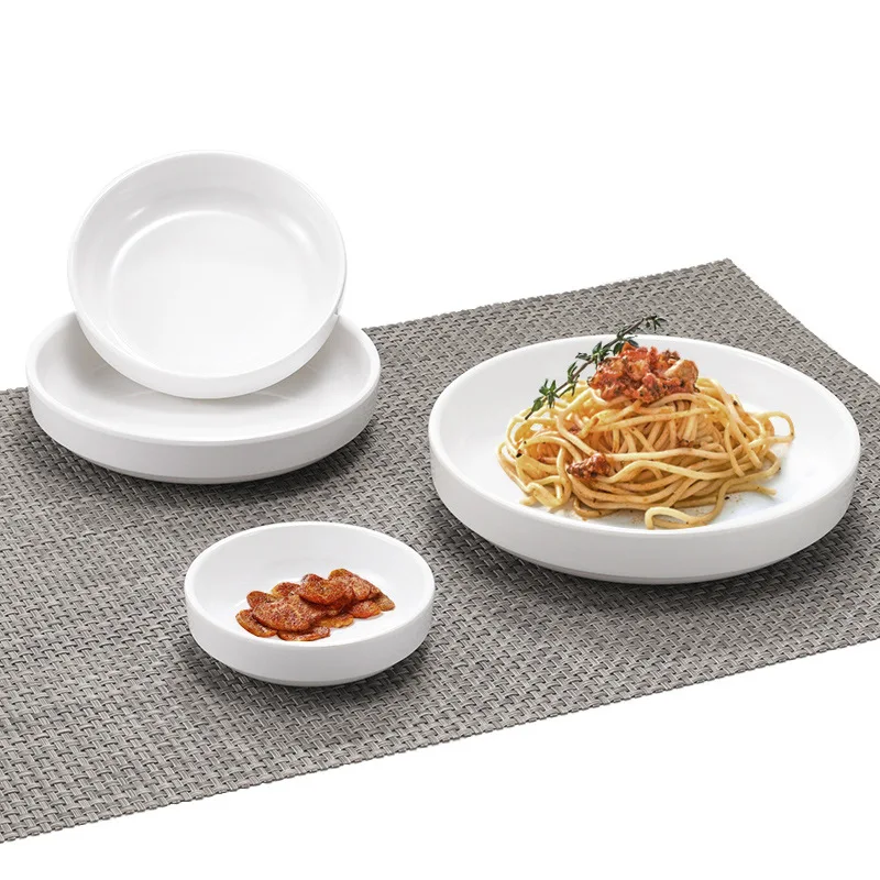 Melamine Korean Style Small Plate Imitation Porcelain Tableware White Circular Restaurant Small Bowl