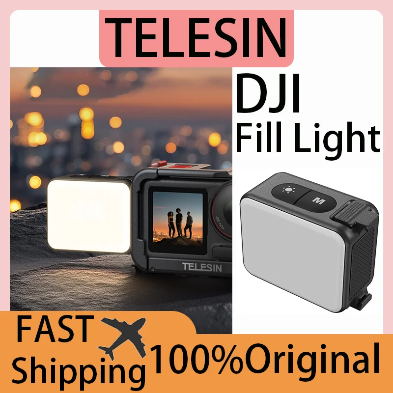 

TELESIN быстросъемный заполняющий светильник для DJI OSMO Action 3, 4, 5, мини-водонепроницаемый видеосвет для селфи, для экшн-камеры, фотографии