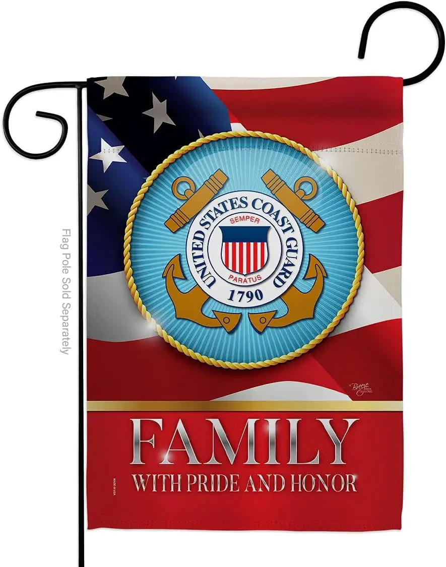 US Guard Family Garden Flag - Armed Forces USCG Semper Paratus United State American Military Veteran Retire Officia