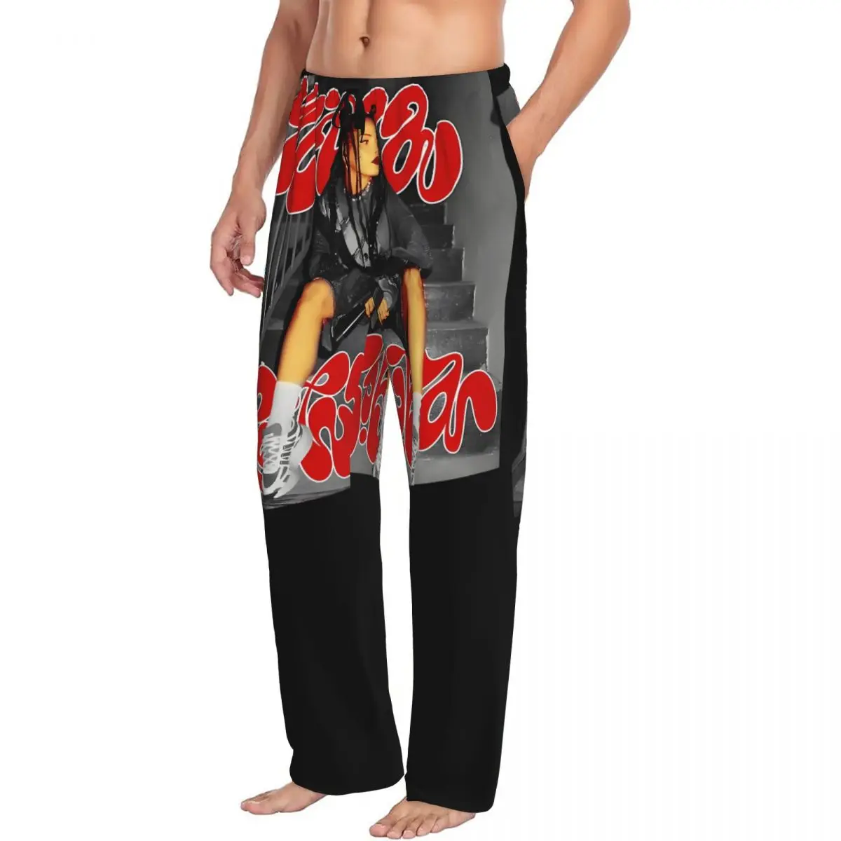 Custom Nina Chuba Pajama Pants Men Music Singer Sleepwear Lounge Sleep Bottoms Stretch with Pockets view 2