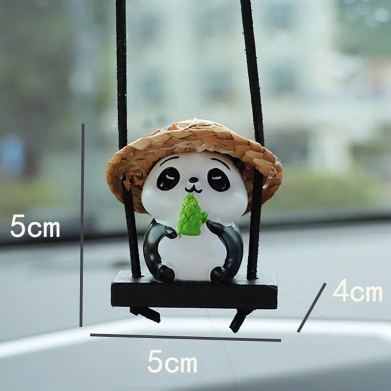 Swing Panda Car Pendant Car Rearview Mirror Hanging Ornaments Swing Panda Pendant Automobile Decoration Accessories