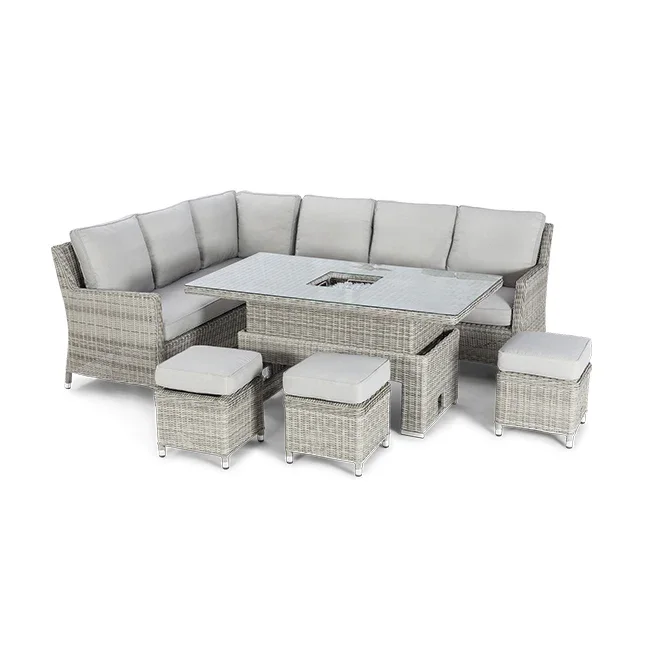 Custom Modern 6 Seat Corner Sofa Patio Outdoor Rattan Dining Outdoor Furniture Sets Rattan Garden Furniture