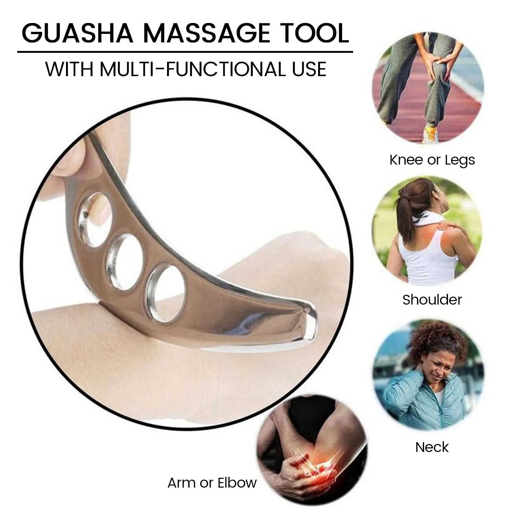 Aço inoxidável Gua Sha Plate Massager Tool, Raspador, Fisioterapia, Músculo solto, Meridian Massage Machine, Spa Board Tool