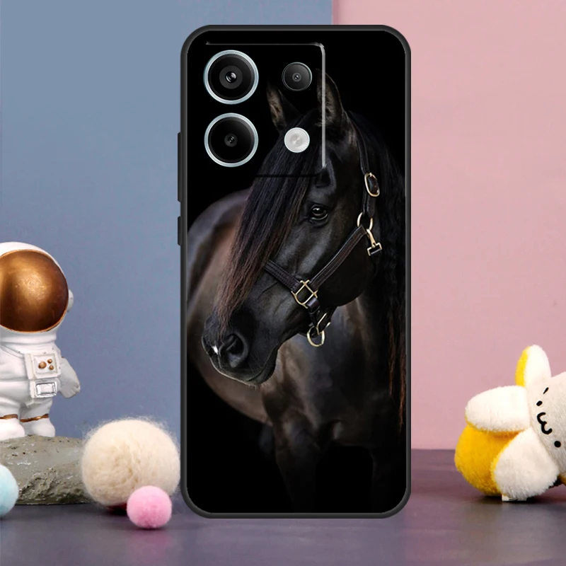 Beautiful Black Horse Case For Xiaomi Redmi Note 9 10 11 12 13 Pro Plus 12S 11S 10S 9S Remdi 12 13 C 9C 10C Cover