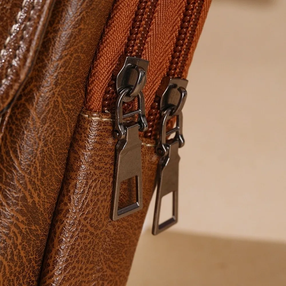Umhängetasche aus PU-Leder, schlichtes Design, mehrere Taschen, Umhängetasche, Ledertasche, vielseitiger Stil, Hüfttasche, Outdoor-Sport – Detail 8
