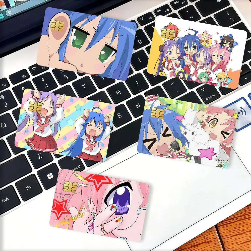 Anime L-Lucky S-Star Credit Card Decorative Card Stickers Suitable For Bank Cards Metro Transit Anti-scratch Gift 4PCS