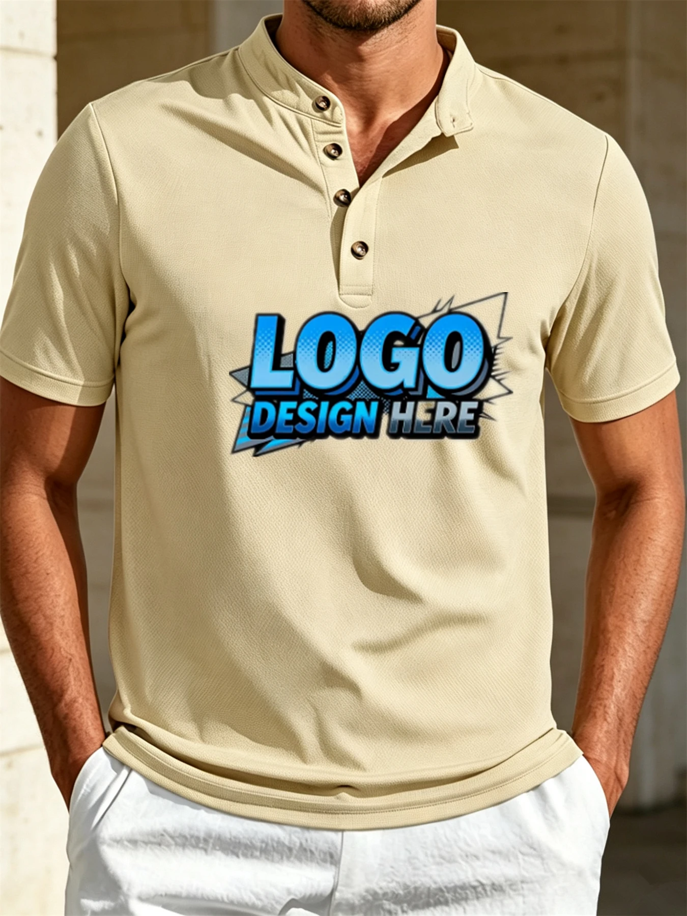 Customized Product】Men's Casual Polo Shirt T-shirt. Customized T-shirt. Small picture on chest can be customized with logo patte