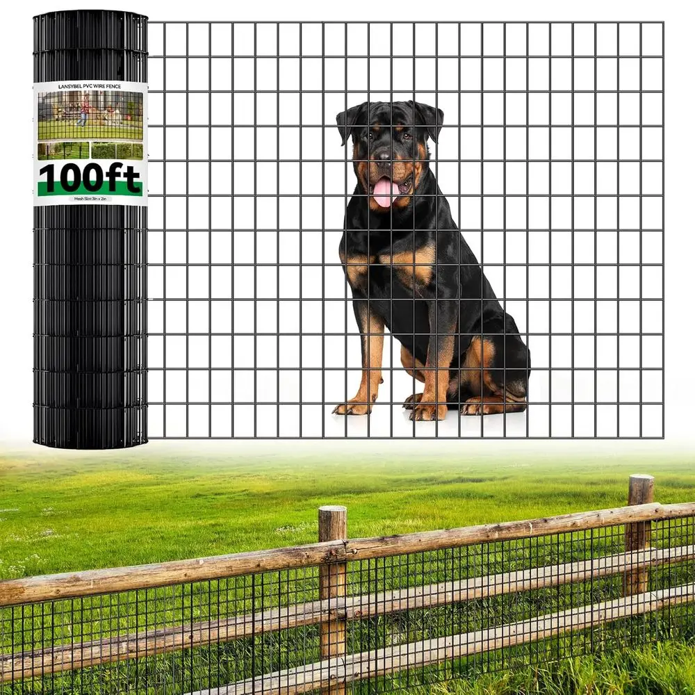 

100ft L x 36in H Heavy-Duty PVC-Coated Welded Wire Mesh, 2x3in 16GA Garden Edging, Animal Barrier, and Plant Protection Netting