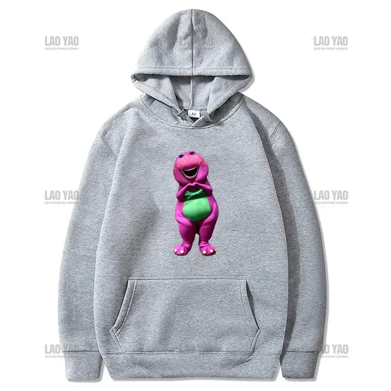 Barney (Barney & Friends) Serie Cartoon Herbst Hoodie niedlichen Grafik Langarm Sweatshirt Mode lässig Street Style