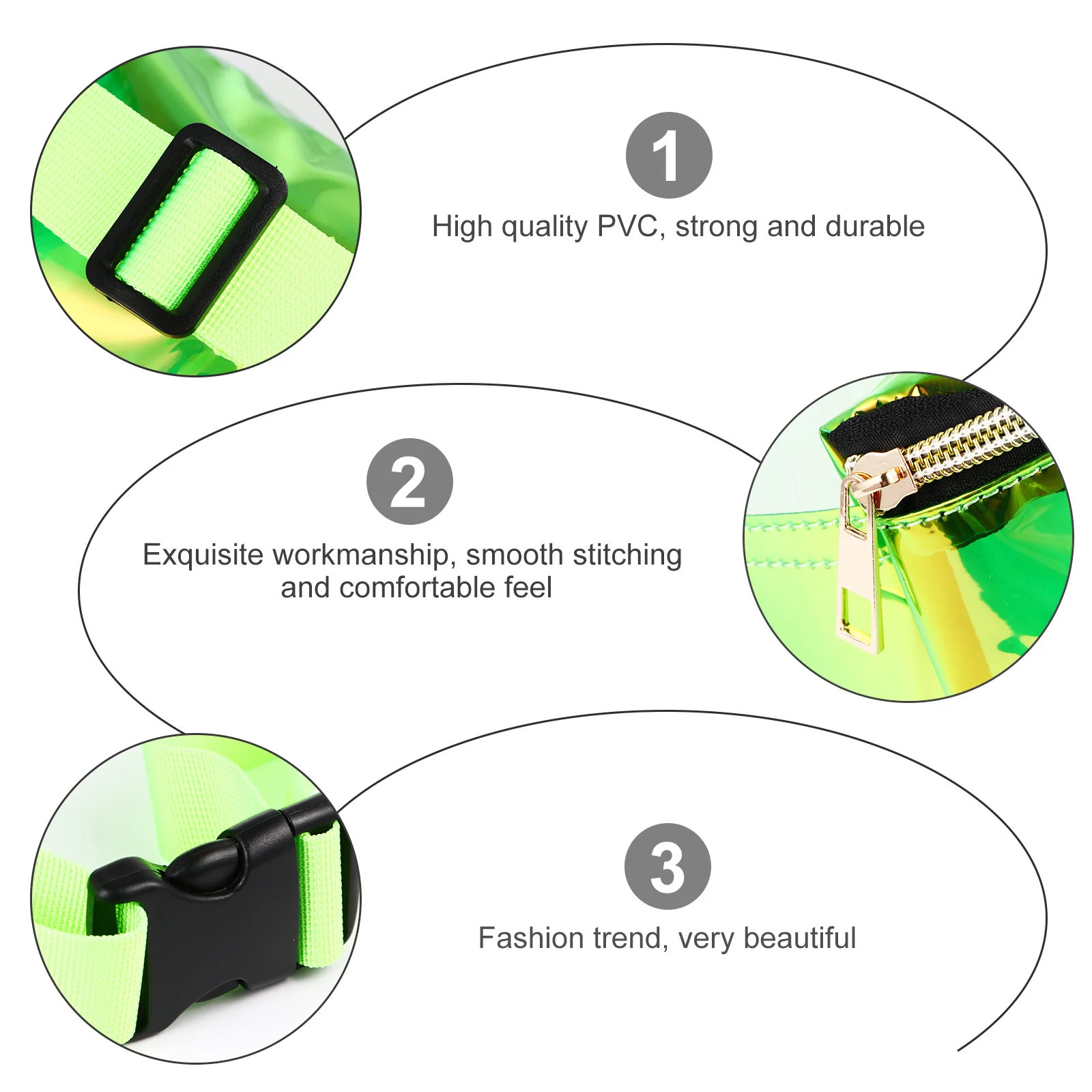 

1Pcs Clear PVC Chest Bag Women Crossbody Waist Bag Waterproof Durable Nonslip Wearresistant Exquisite Workmanship