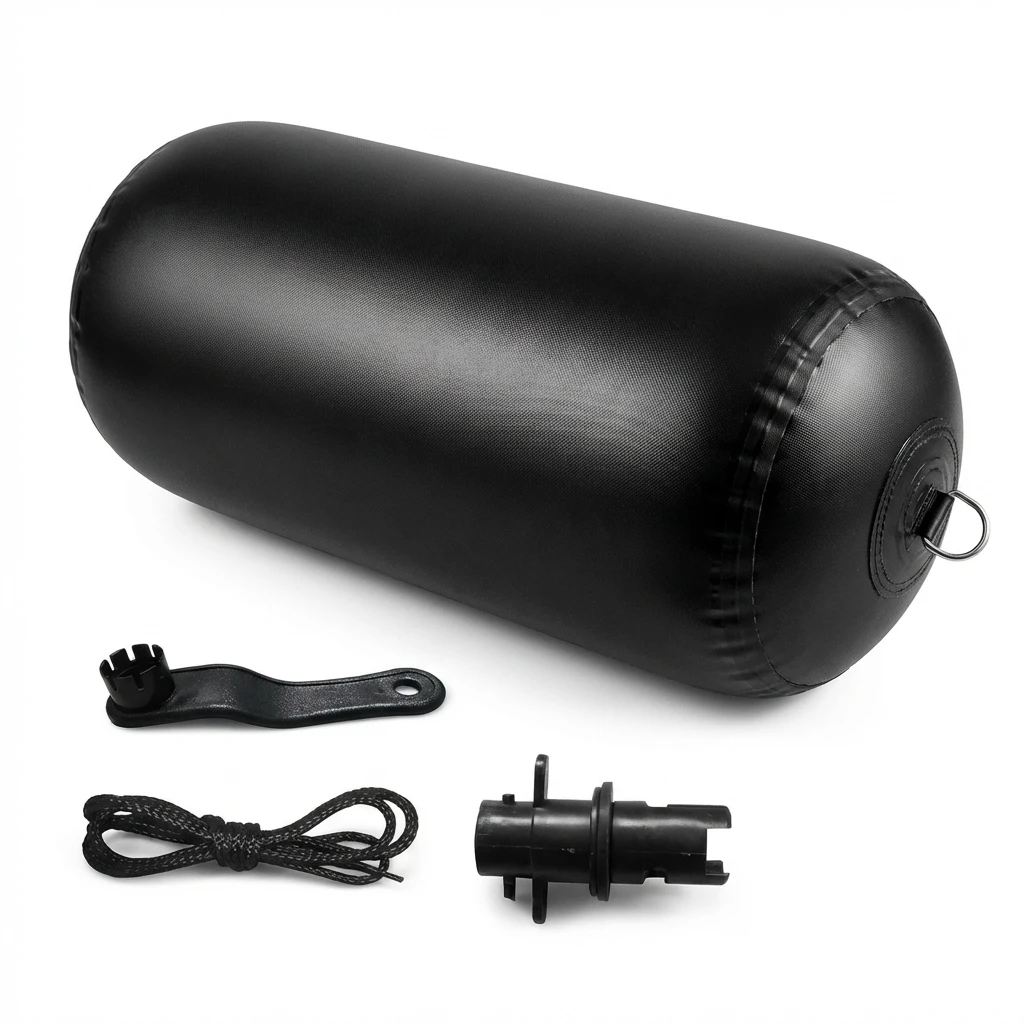 

0.9mm PVC Inflatable Boat Fender, Reinforced Heat-Welded Yacht Bumper, Heavy Duty Marine Dock Protection with Valve & Repair Kit