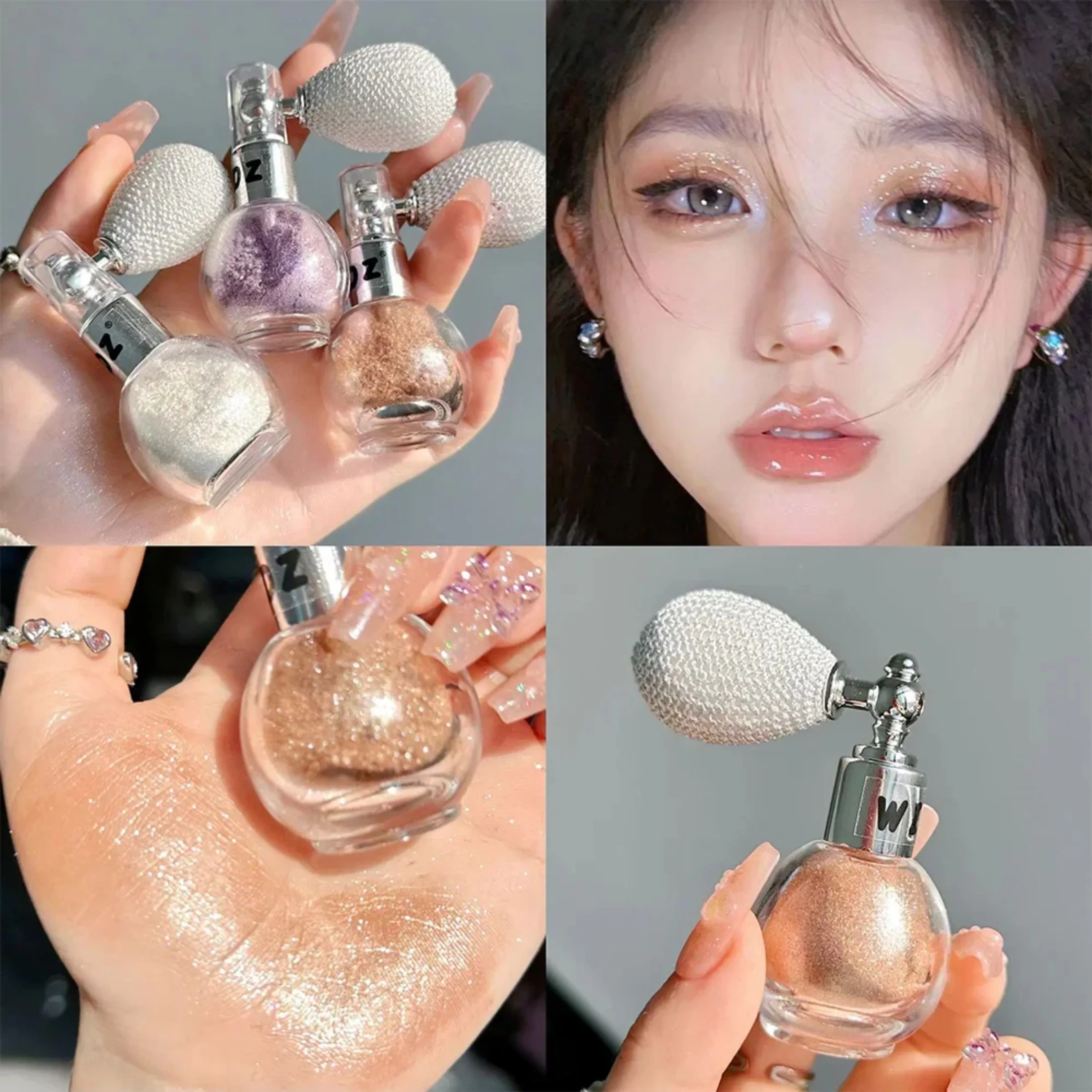 Glitter Spray Highlighter Powder Diamond High Gloss Air Bag Powder Fragrance Shiny High Light Glitter Face Body Makeup Cosmetics