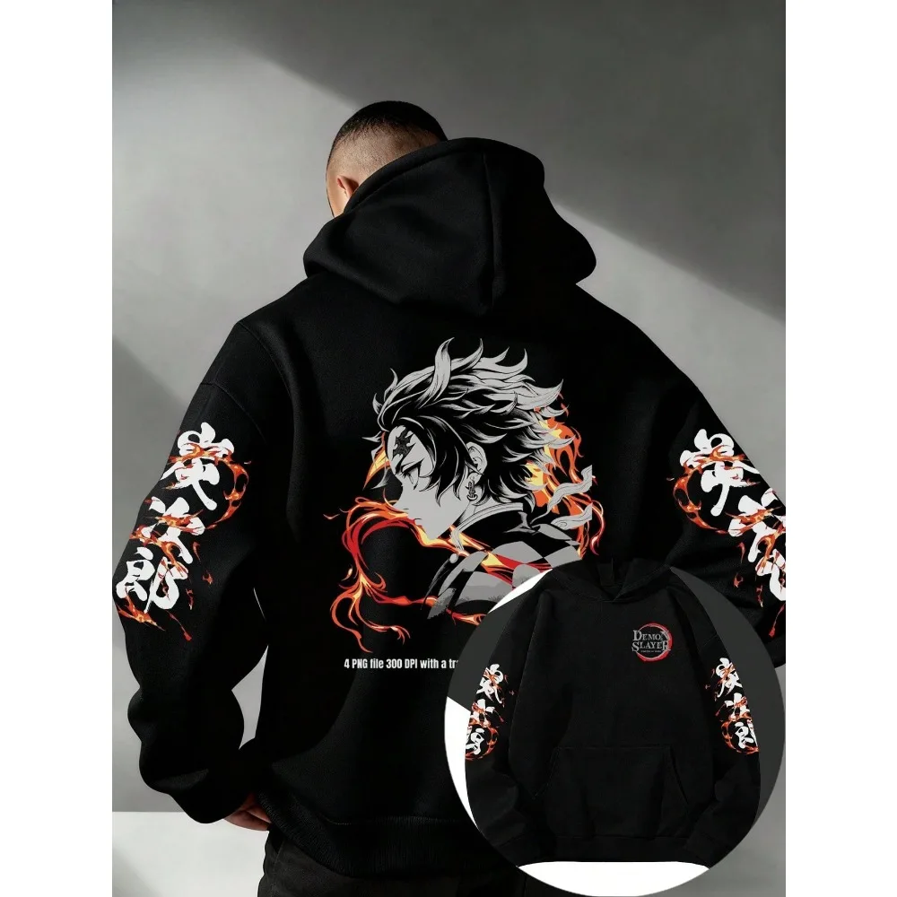 Demon Slayer Mode Anime-Themen-Hoodie Großer Herren-Hoodie Anime Unisex Freizeit-Sweatshirt