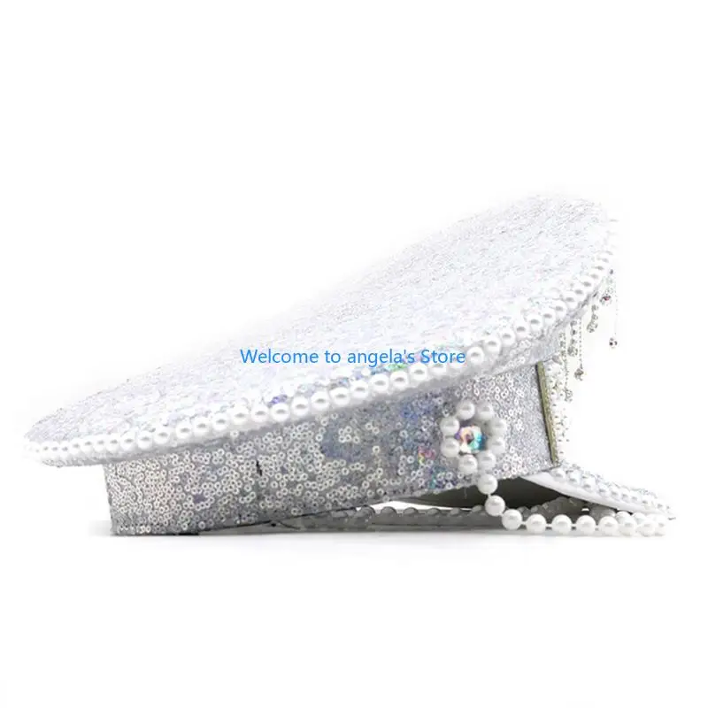 x4yc-花嫁帽子-パール-キャプテンハット-ちりばめられたラインストーン-繊細な花嫁バナー-ダイヤモンドがちりばめられたハンドビーズハット