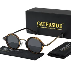 CATERSIDE Retro Round Polarized Sunglasses Small Frame Personalized Punk Men Sun Glasses Shopping Party Fishing Eyewear Gift