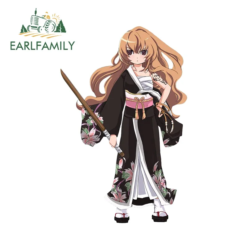 EARLFAMILY 13cm X 8.4cm Aisaka Taiga Japanese Clothes Car Stickers Interesting Dance Knife Auto Decal Personality Bumper Decor