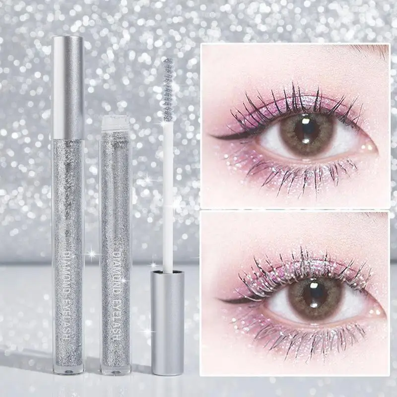 Shining Diamond Mascara Sparkling Silver Mascara Thick Shiny Shimmer Mascara Glitter Sparkling Snowflakes EyeLash Mascara