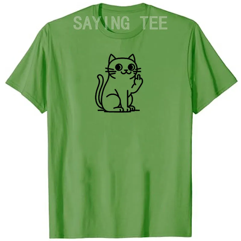 Lustige Katze für Frauen, für Männer: Katzen-T-Shirt mit abgezeigtem Mittelfinger Y2k Gruhige Katze Comic-Grafik Kleidung Weiches Baumwoll-T-Shirt – Detail 7