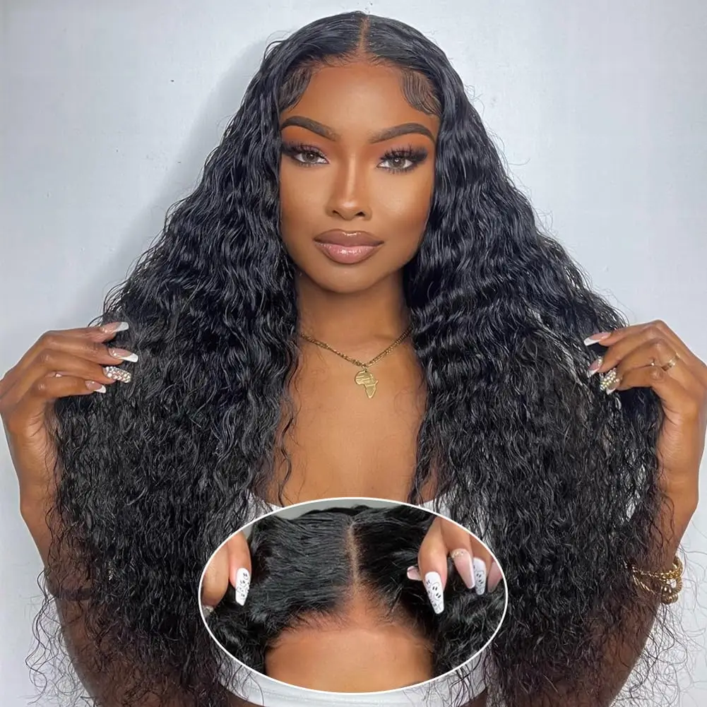 

30 40 Inch 180 Density 13x6 HD Transparent Deep Wave Lace Frontal Wig Human Hair Remy Water Curly 13x4 Lace Front Wigs For Women