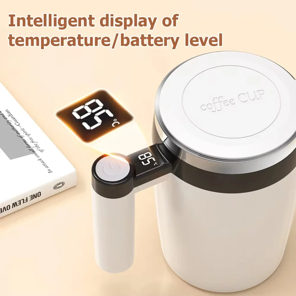 كوب خلط القهوة LED عرض القدح المغناطيسي المنزل USB قابلة للشحن التلقائي اثارة كوب الكهربائية الذاتي خلط القهوة القدح للحليب