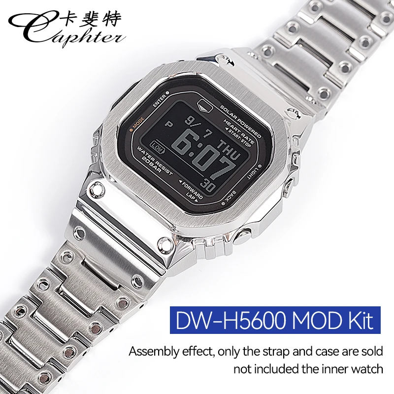 MOD Kit Metal Watch Case Bezel Band Strap 316 Stainless Steel Bracelet Compatible with Casio Men\'s For G-SHOCK DW-H5600