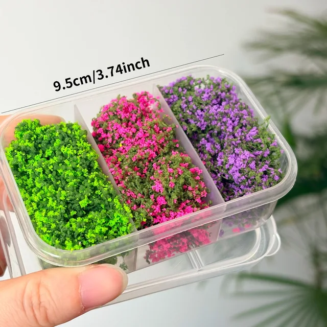 3colors Combination Miniature Model Colorful Flower Vines, Simulation Vine with Storage Box for DIY Mini Model Railway 3