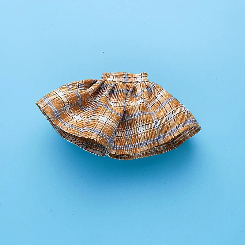 New 30cm 1/6 Slim Doll Body Dress Grid Skirt Summer Outfit Doll Clothes Accessory 1pcs