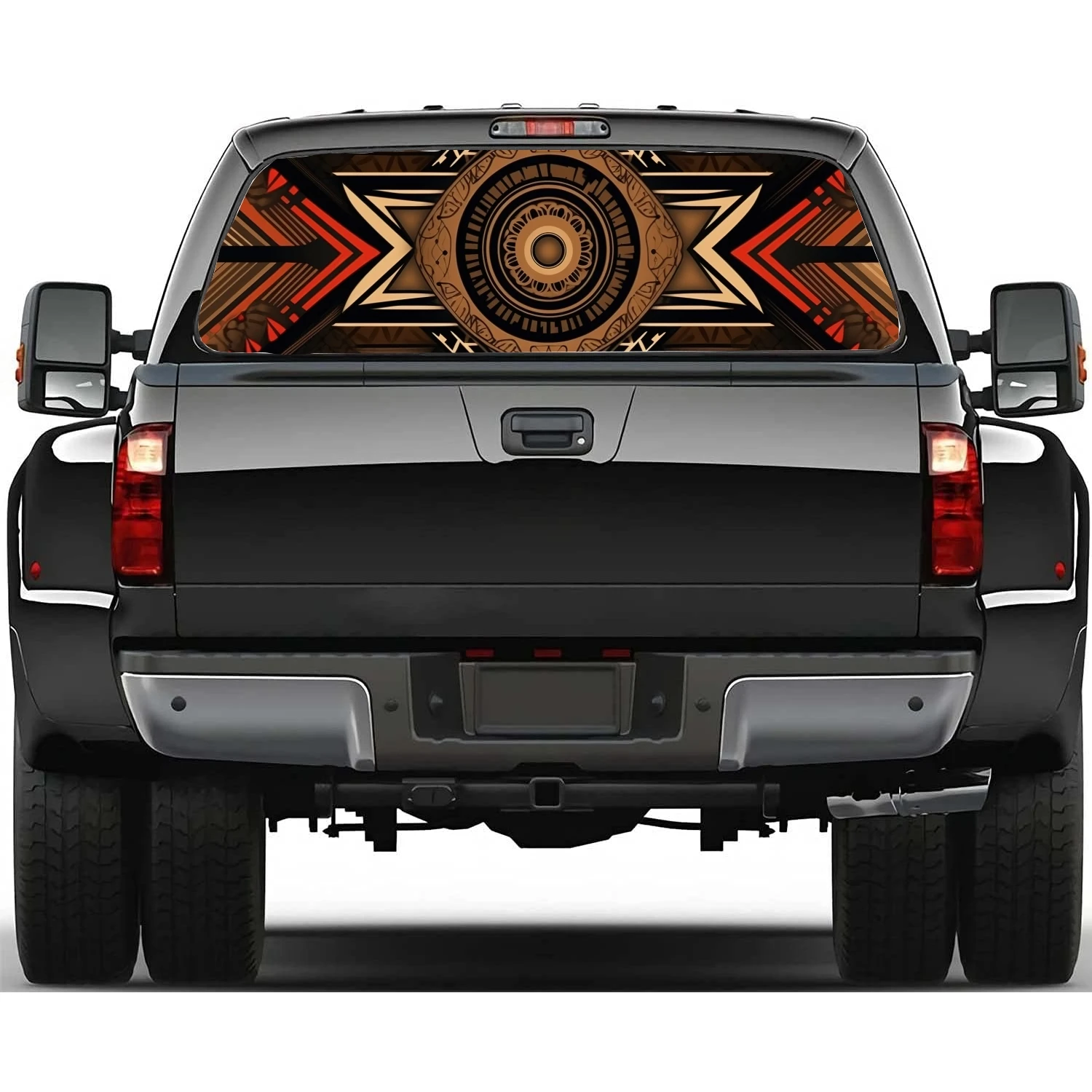 

Tribal Print Fabric Pattern Car Rear Window Decal Fit Pickup,Truck,Universal See Through Perforated Back Window Vinyl Sticker