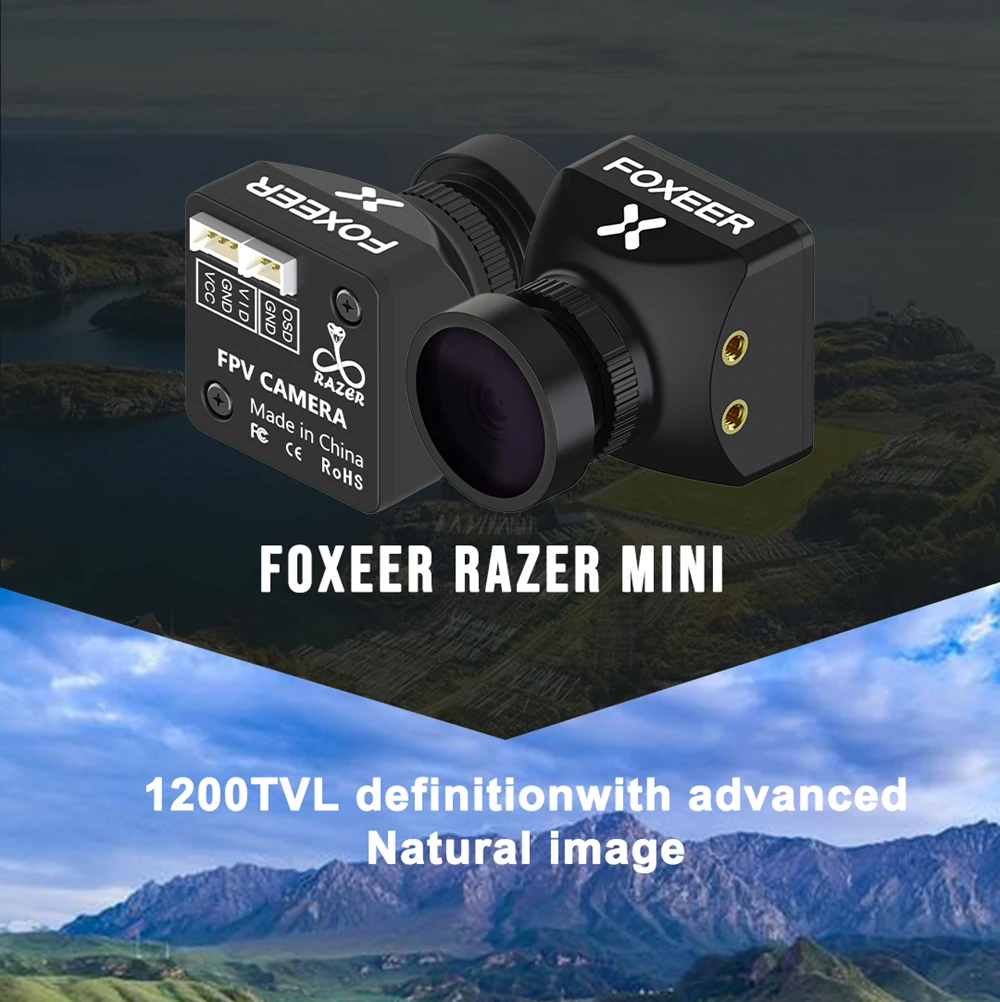 FOXEER Razer Mini FPV Camera 1/3 CMOS HD 5V~25V 90dB 1200TVL FOV-H:98° Low Latency for RC FPV Racing Drone RC Camera V3 Upgrade