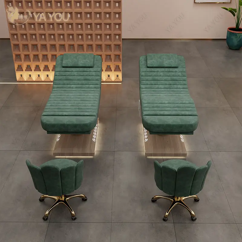 풋 컨트롤 및 고밀도 스펀지 페이셜 베드가 포함된 3개의 모터 전기 미용 침대