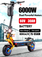 IN STOCK YUME X11 6000W Dual Motor 60V 30AH Electric Scooter Max Speed 85-95km/h 11 Inch Tyres Lcd Display Range 100km Foldable