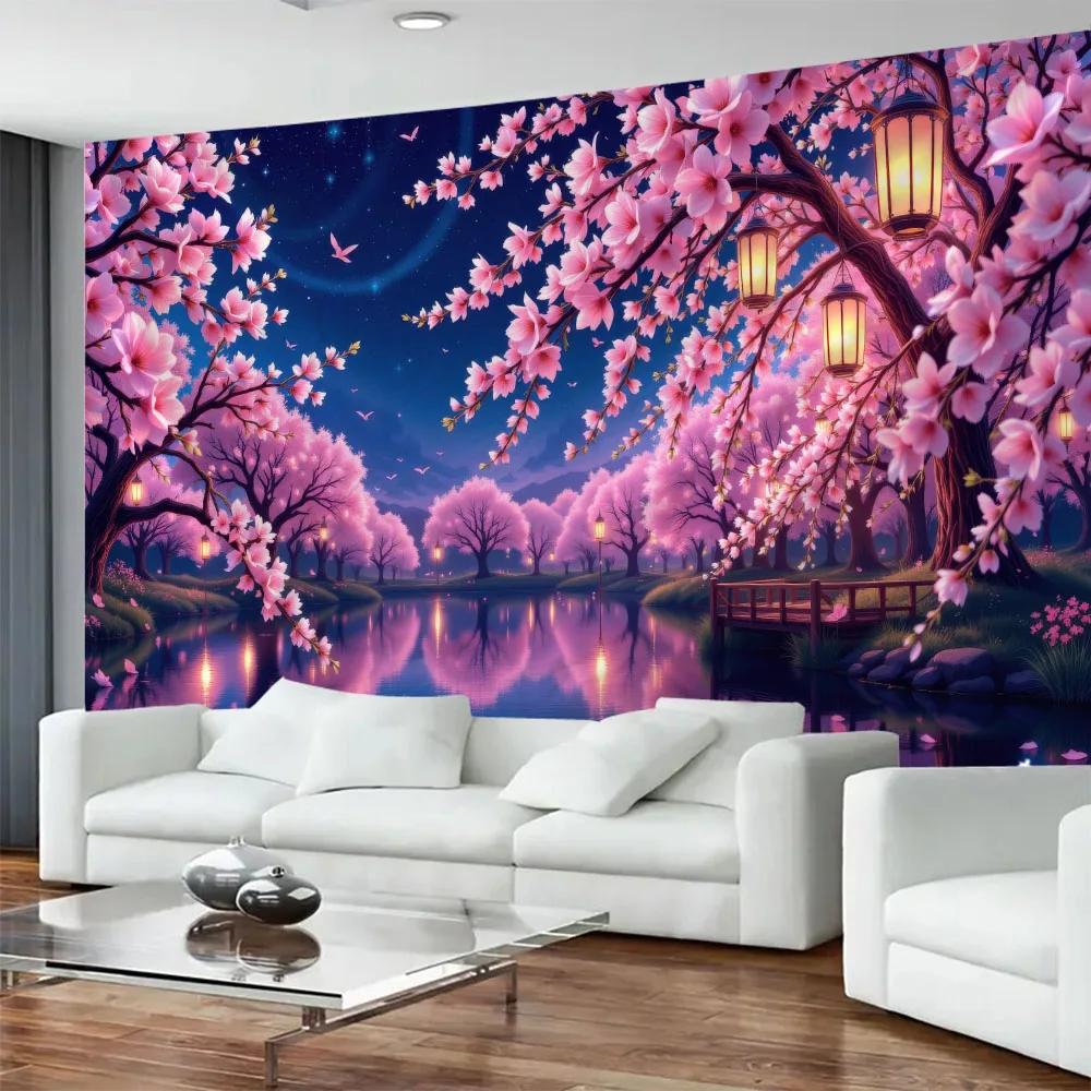 

Rural Landscape Tapestry Printed Wall Hanging Fashion Fabric Home Decoration Background Poster Sofa Bed Sheet Picnic Mat