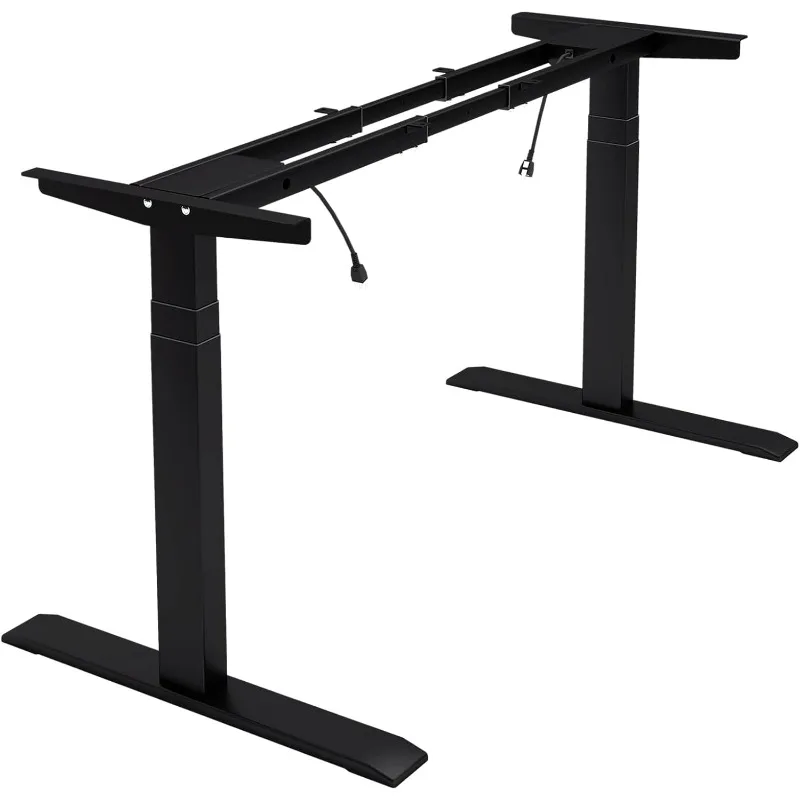 Dual Motor 3 Stage Electric Adjustable Standing Desk Frame Heavy Duty 300lb Load Capacity for Home Office (Black Frame Only)