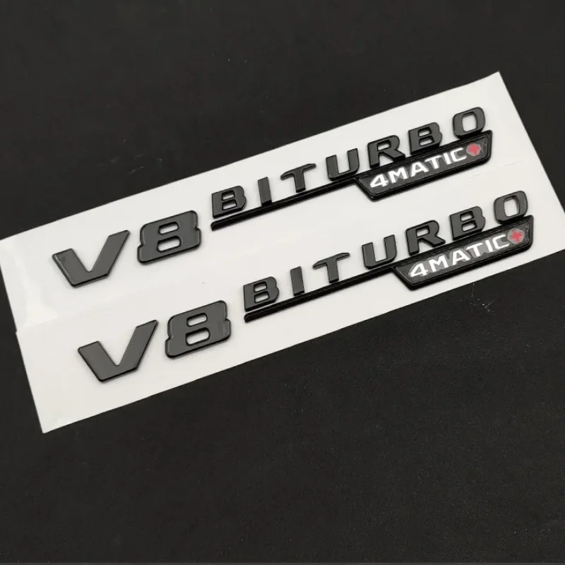 Black ABS 3d Car Fender Side Badge V8 BITURBO 4MATIC Emblem Logo Stickers For Mercedes C63S E63S S63 GLE63S G63 AMG Accessories