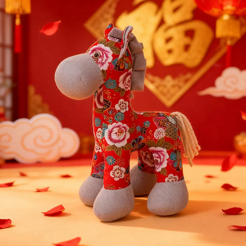 Rood schattig paard knuffel Nieuwjaar mascotte paard knuffels Chinatown Boutique Pony Decor Festival Gift Kid Gift