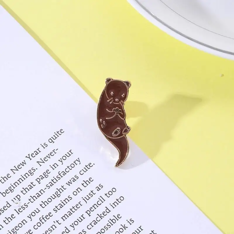Otters Enamel Pin Cartoon Funny Animals Brooches Badge Women Men Backpack Clothes Lapel Pins Jewelry For Kids