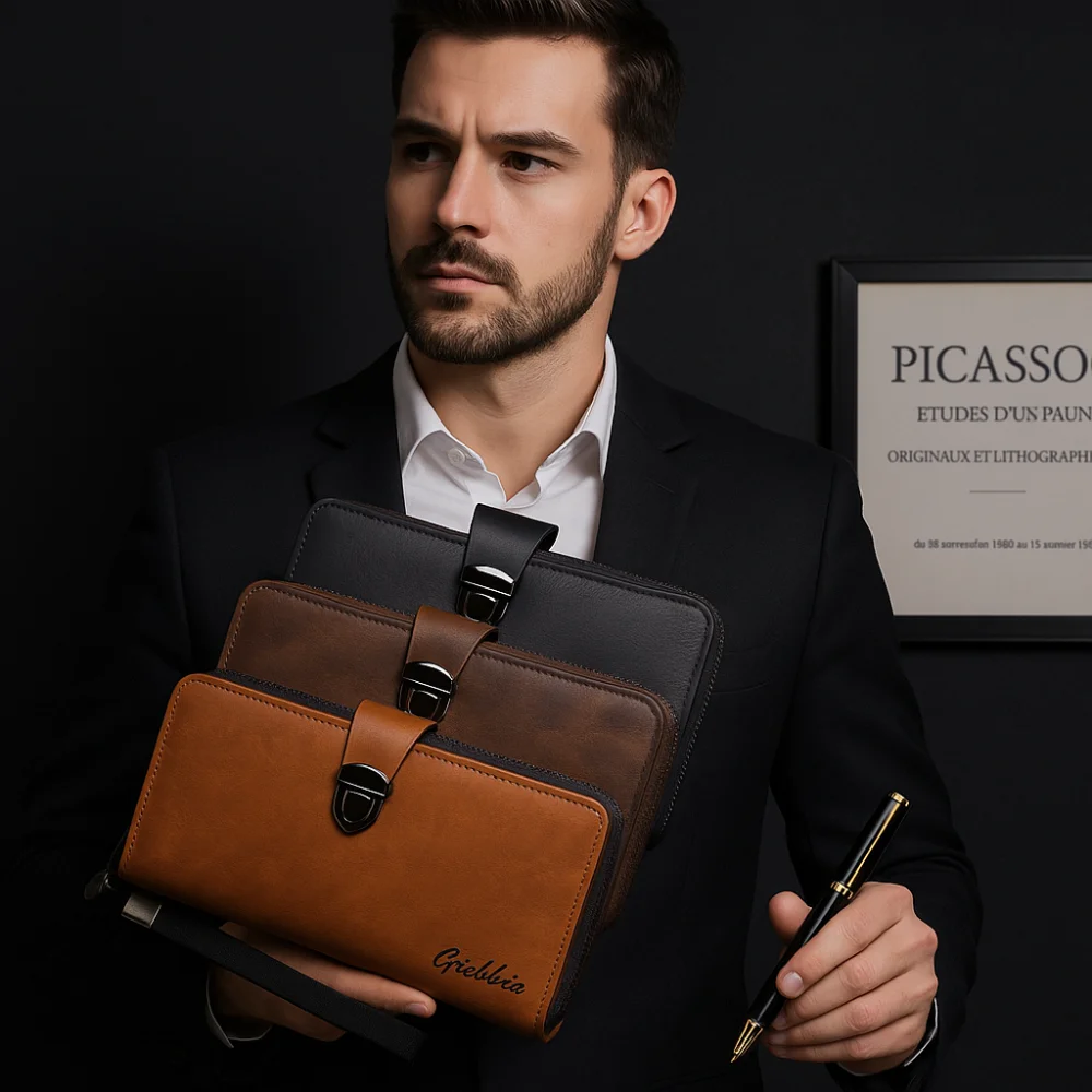 

Multiple Card Slots Male Long Wallet Elegant Large Capacity Fashion Clutch Wallet Anti Theft Handhold Business Clutch Bag