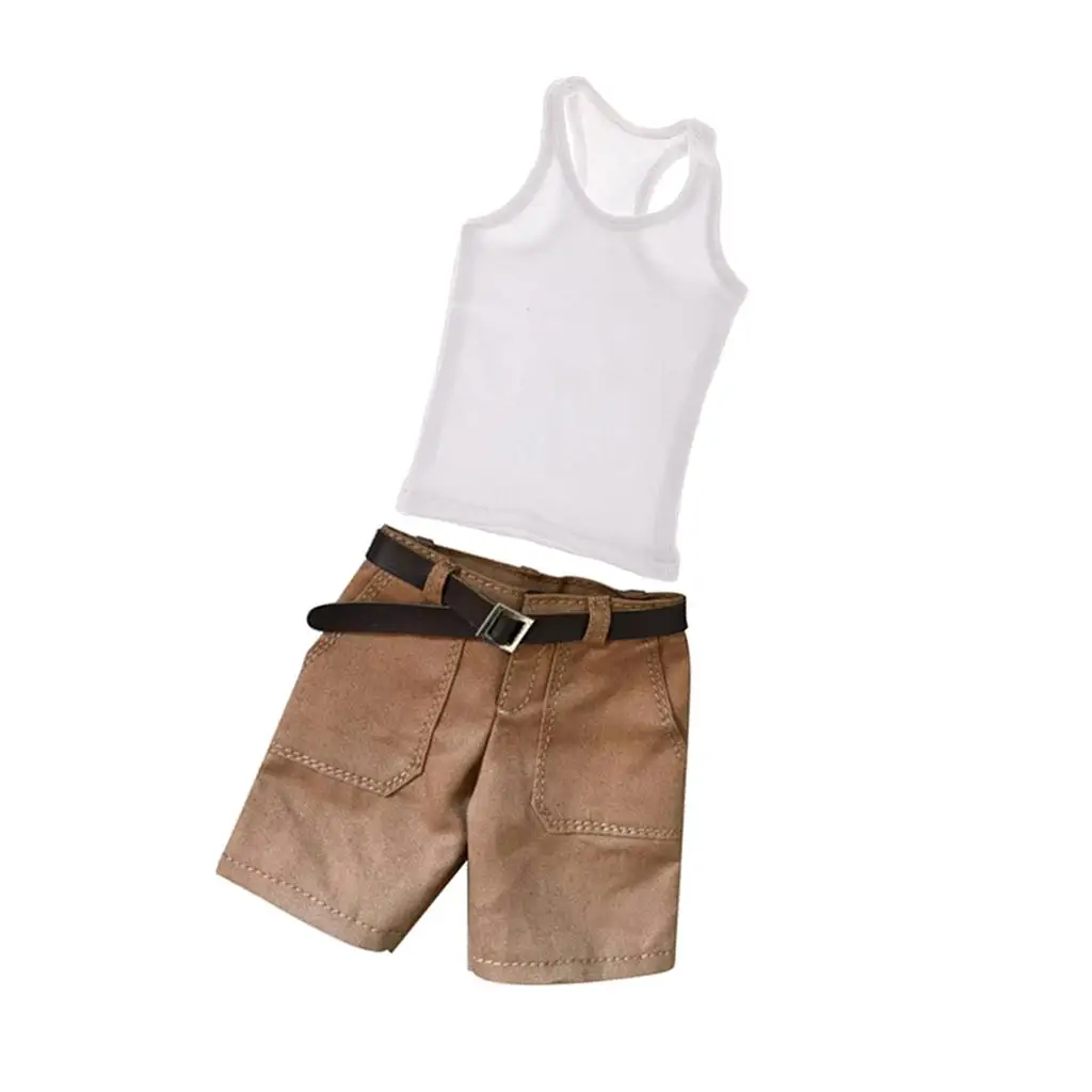 

1/6 White & Khaki Casual Shorts Clothes for 12'' Male Action Figure