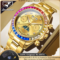 JSDUN 8974 Men Watch Luxury Brand Fully Automatic Mechanical Watch Rainbow Gemstone bezel Waterproof Sports Watch Reloj Hombre