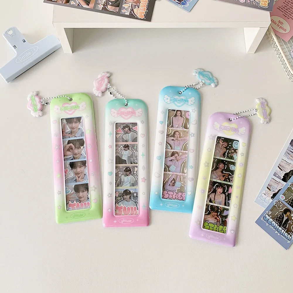 

PVC Card Cover Korean Photocard Holder Long Bookmark Hanging Decoration Photocard Frame Bookmark Korean Style Idol Photo Card